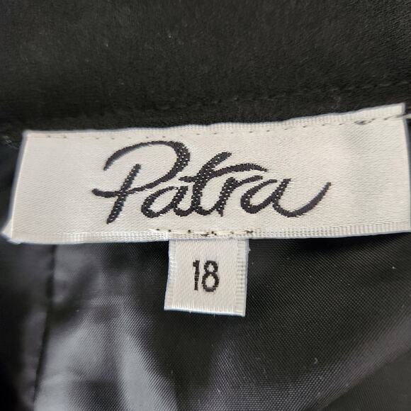 Vintage Patra Column Maxi Skirt Side Slit Crepe Acetate Black Womens Size 18 - Picture 2 of 7